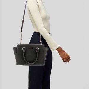 COPY - Michael Kors Saffiano Leather Medium Handbag, Crossbody Black